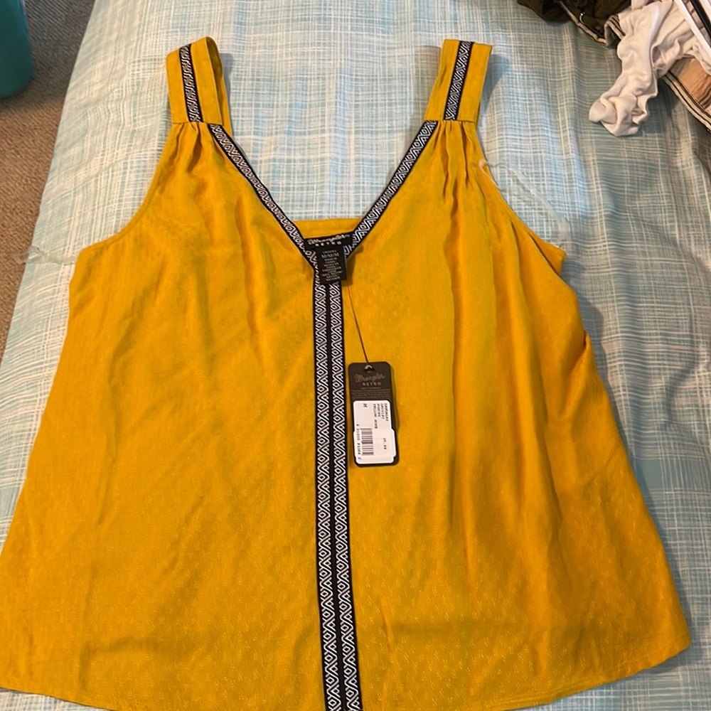Mustard yellow, wrangler retro, tank top, Flowey